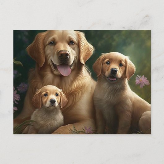 Gentle Labrador Family: Moeder en Puppies Briefkaart (Voorkant)