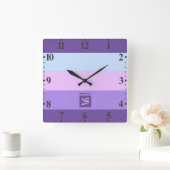 Gentle Lavender Dreams Color Palette Monogram Vierkante Klok (Huis)