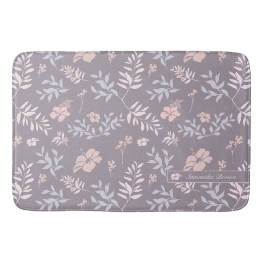 Gentle Lavender & roze Floral Pattern Personalized Badmat (Voorkant)