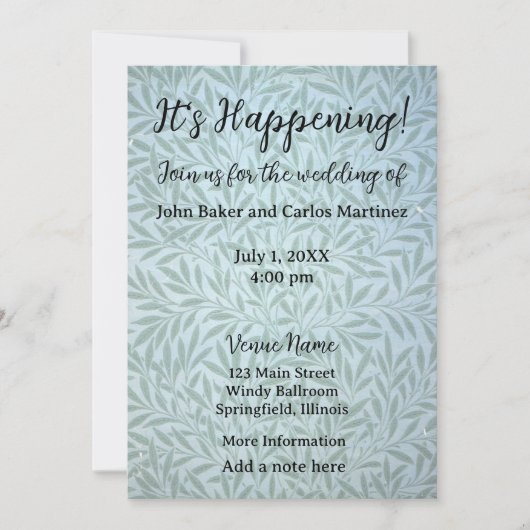 Gentle Leaves Wedding Invitation Kaart (Voorkant)