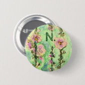 Gentle Mallow met uw monogram Ronde Button 5,7 Cm (Voorkant /achterkant)