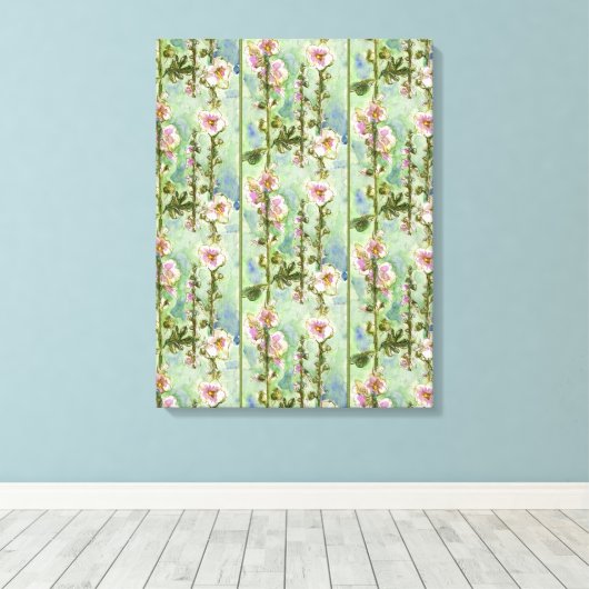 Gentle Mallow Triptych Canvas Afdruk (Insitu (Houten vloer))