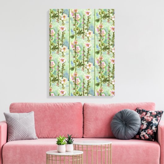 Gentle Mallow Triptych Canvas Afdruk (Insitu (Woonkamer))