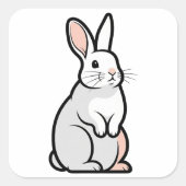Gentle Minimal Rabbit Illustration Vierkante Sticker (Voorkant)