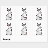 Gentle Minimal Rabbit Illustration Vierkante Sticker (Vel)