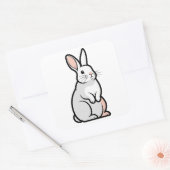 Gentle Minimal Rabbit Illustration Vierkante Sticker (Envelop)