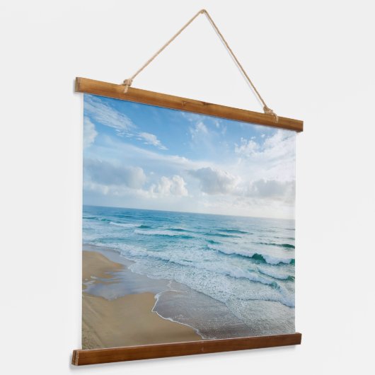 Gentle Ocean Waves, Sandy Beach Hangend Wandkleed (Gebogen)