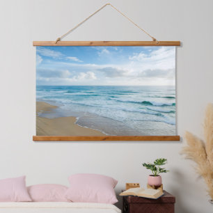 Gentle Ocean Waves, Sandy Beach Hangend Wandkleed
