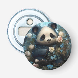 Gentle Panda Beer onder Oerwoud Rozen Button Flesopener