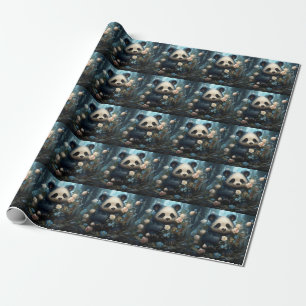Gentle Panda Beer onder Oerwoud Rozen Cadeaupapier