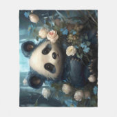 Gentle Panda Beer onder Oerwoud Rozen Fleece Deken (Voorkant)