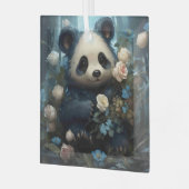 Gentle Panda Beer onder Oerwoud Rozen Glas Ornament (Voorkant links)