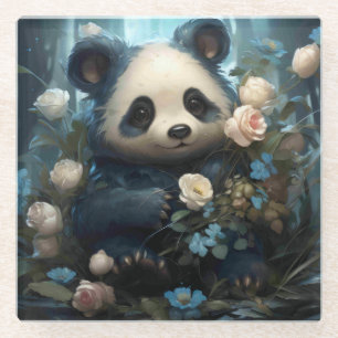 Gentle Panda Beer onder Oerwoud Rozen Glazen Onderzetter