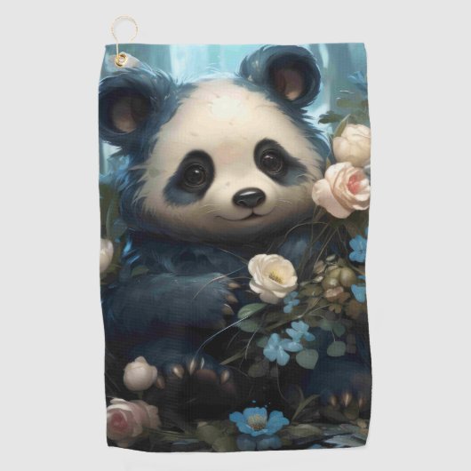 Gentle Panda Beer onder Oerwoud Rozen Golfhanddoek (Voorkant)