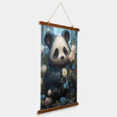 Gentle Panda Beer onder Oerwoud Rozen Hangend Wandkleed (Gebogen)