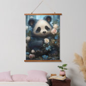 Gentle Panda Beer onder Oerwoud Rozen Hangend Wandkleed (Slaapkamer)
