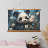 Gentle Panda Beer onder Oerwoud Rozen Hangend Wandkleed (Slaapkamer)