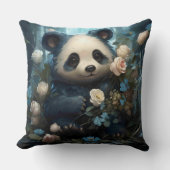 Gentle Panda Beer onder Oerwoud Rozen Kussen (Voorkant)
