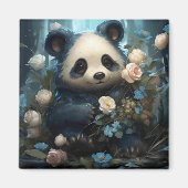 Gentle Panda Beer onder Oerwoud Rozen Magneet (Voorkant)