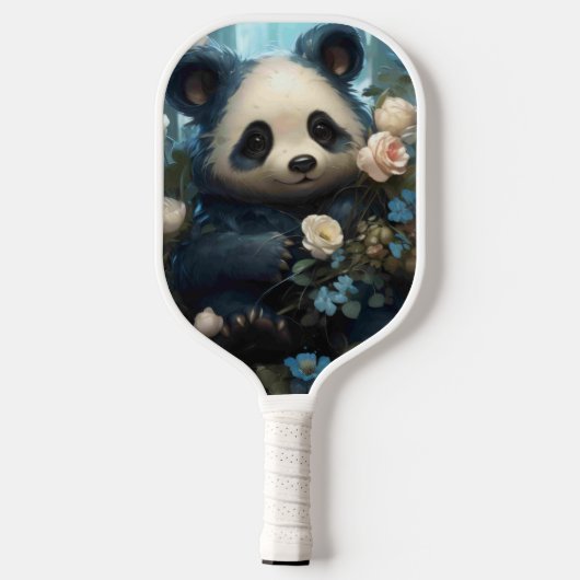 Gentle Panda Beer onder Oerwoud Rozen Pickleball Paddle (Achterkant)