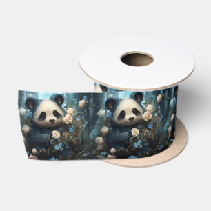 Gentle Panda Beer onder Oerwoud Rozen Satijnen Lint