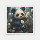 Gentle Panda Beer onder Oerwoud Rozen Servet (Voorkant)