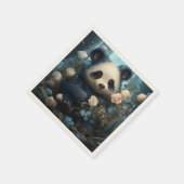 Gentle Panda Beer onder Oerwoud Rozen Servet (Hoek)