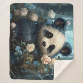 Gentle Panda Beer onder Oerwoud Rozen Sherpa Deken (Voorkant)