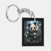 Gentle Panda Beer onder Oerwoud Rozen Sleutelhanger (Voorkant Links)