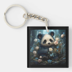 Gentle Panda Beer onder Oerwoud Rozen Sleutelhanger