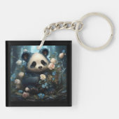 Gentle Panda Beer onder Oerwoud Rozen Sleutelhanger (Achterkant)