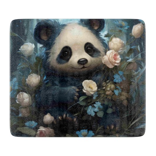 Gentle Panda Beer onder Oerwoud Rozen Snijplank (Voorkant)