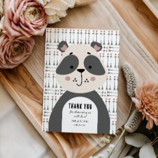 Gentle Panda Woodland Thank You Baby Shower Bedankkaart