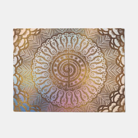 Gentle Pastel and Gold Choku Rei Symbol in Mandala Deurmat (Voorkant)