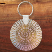 Gentle Pastel and Gold Choku Rei Symbol in Mandala Sleutelhanger (Voorkant)