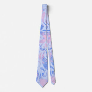 Gentle Pastel Blue and Pink Swirls Pattern Stropdas