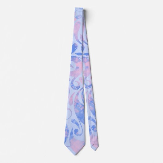 Gentle Pastel Blue and Pink Swirls Pattern Stropdas (Voorkant)