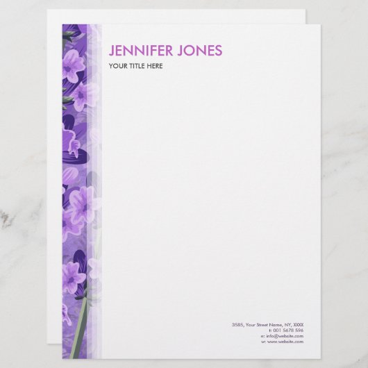 Gentle Pastel Lavender Pattern Custom Briefhoofd (Voorkant / Achterkant)