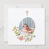 Gentle Pink Floral Baptism  Bedankkaart (Voorkant)