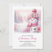 Gentle Pink Snowman Editable Christmas Invite  Kaart (Voorkant)