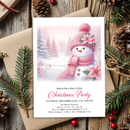Gentle Pink Snowman Editable Christmas Invite Kaart