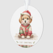Gentle Puppy in Holiday Knit Ornament (voorkant)