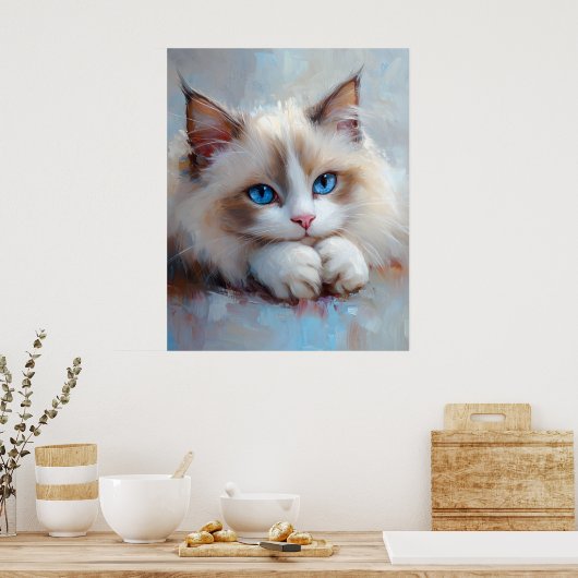 Gentle Ragdoll Cat – Soft Pastel Art Print (Keuken)