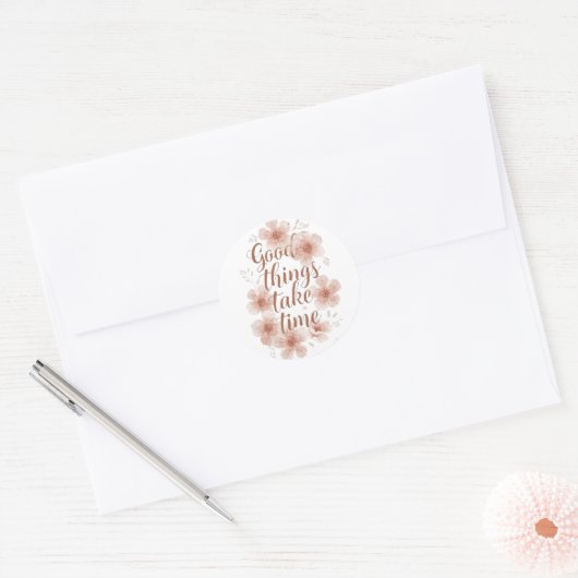 Gentle Reminder with Soft Florals Ronde Sticker (Envelop)