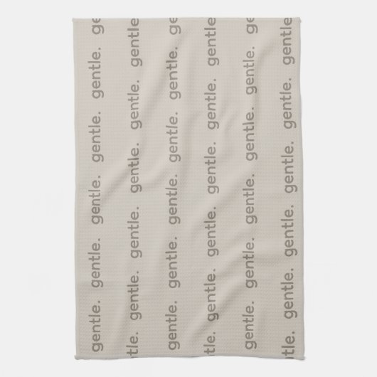Gentle Repeated Word Pattern Cozy, Calm & Soft  Theedoek (Verticaal)