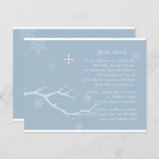 Gentle Snow Invitation Kaart (Voorkant / Achterkant)