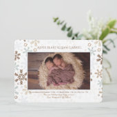 Gentle Snowflakes Fotoaankondiging Feestdagenkaart (Staand voorkant)