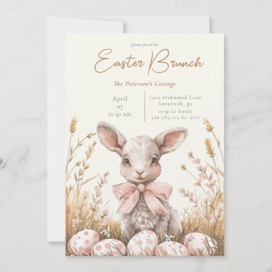 Gentle Spring Lamb & Pastel Easter Egg Hunt Kaart (Voorkant)