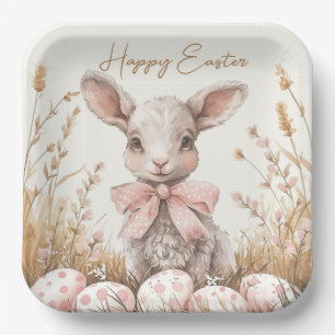 Gentle Spring Lamb & Pastel Easter Egg Hunt Papieren Bordje