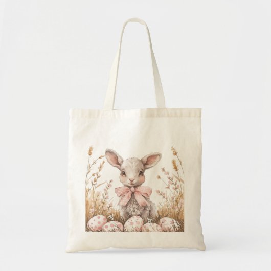 Gentle Spring Lamb & Pastel Easter Egg Hunt Tote Bag (Voorkant)
